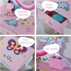 Angel Sar 23.8Inch Kids Vanity Set, Floral Printed Wooden Makeup Dressing Table with Mirror and Stool, Pink Princess Role Play Furniture with Storage - 4 of 4