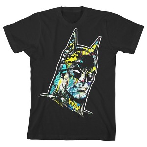 Batman Mask Graphic Trap Black T-shirt Toddler Boy to Youth Boy - 1 of 3