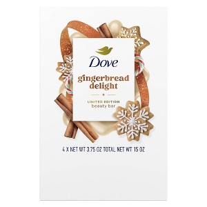 Dove Beauty Limited Edition Holiday Treat Bar Soaps - Gingerbread Delight - 15oz/4pk - 1 of 4