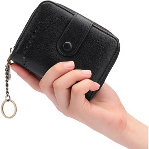 BEAFUP Leather Credit Card Holder for Women - RFID Blocking,Bifold Zipper & Compact Organizer with Keychain for Daily Use,Travel - 1 of 4