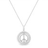 Haus of Brilliance Matte Finish Silver Diamond Accent Dancing Peace Sign Pendant Necklace - 2 of 4