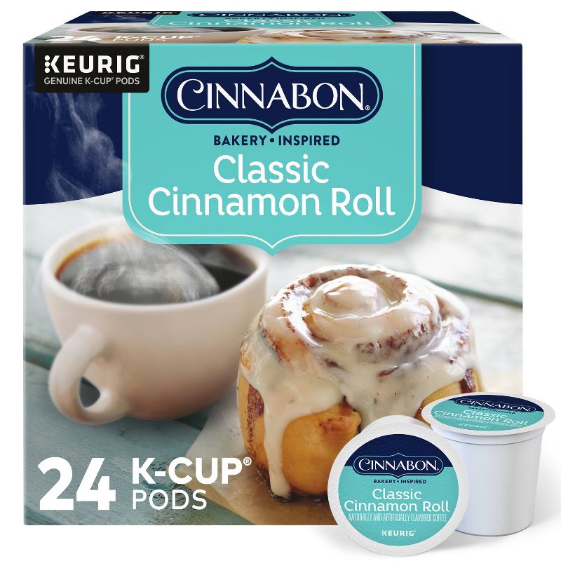 24ct Cinnabon Classic Cinnamon Roll Keurig K-Cup Coffee Pods Flavored Coffee Light Roast, 1 of 12