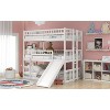 Full-Over-Full-Over-Full Triple Bed with Built-in Ladder and Slide , Triple Bunk Bed with Guardrails, Gray - 4 of 4
