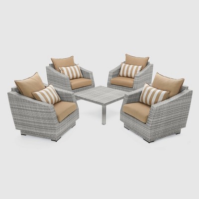 Cannes 5pc Club & Table Seating Set Maxim Beige - RST Brands