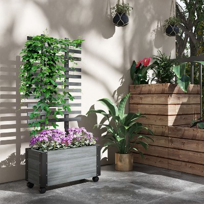 Vince 47"x22"x33" Planter Stand Box, Raised Garden Bed with Lockable Wheels for Flowers, Herbs and Vegetables, Outdoor Furniture - The Pop Home