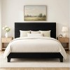 Bed Frame with Upholstered Headboard, Wooden Slats Support Black Mattress Foundation - 3 of 4