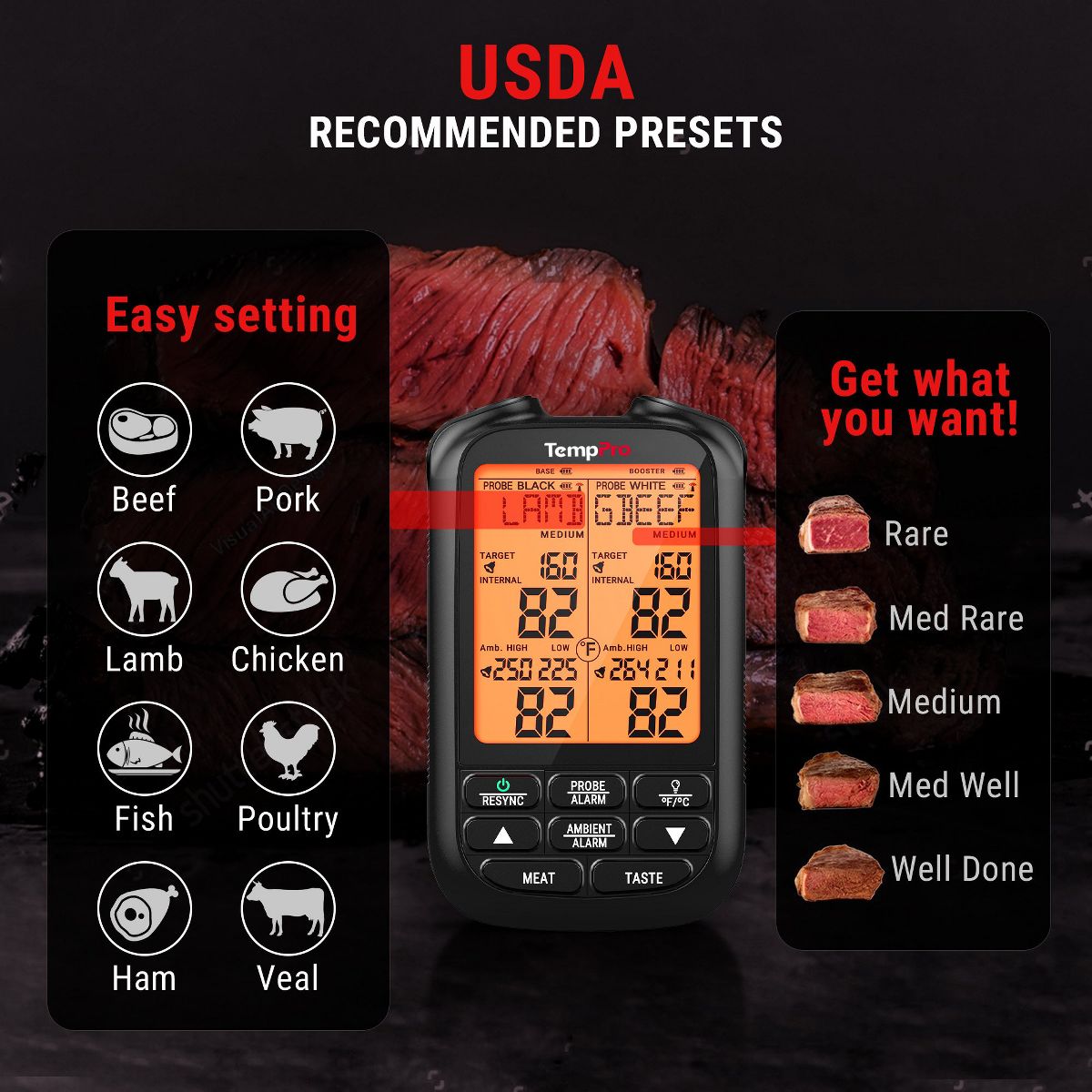 TempPro TempSpike XR 2000FT Wireless Meat Thermometer Digital with 2 Upgraded Ultra-Thin Probe (Formerly ThermoPro) - thumbnail 6