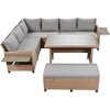 Nestfair 5pc Wicker Outdoor Patio L Shaped Sectional Sofa with Dining Table and Cushions Brown - 3 of 4