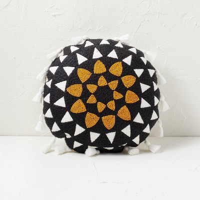 Beaded Sun Round Throw Pillow Black/White - Opalhouse™ designed with Jungalow™