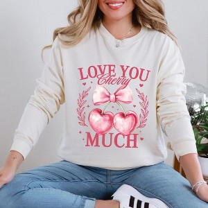 Simply Sage Market Women's Coquette Cherry Much Long Sleeve Garment Dyed Tee - 1 of 3