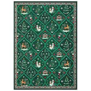 COZONY Christmas Hallway Runner Rug for Kitchen, Boho Holiday Non-Slip Washable Carpet, Stain-Resistant Low Pile Bathroom & Laundry Room Rugs Mats - 1 of 4