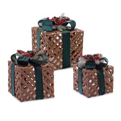 LED Woven Packages with Bow Arrangement (Set of 3)