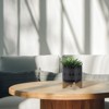 VisioGear Round Planter with Wooden Stand, Plant Pots for Living Room, Bedroom, Black, 8"*8"*9" - 2 of 4