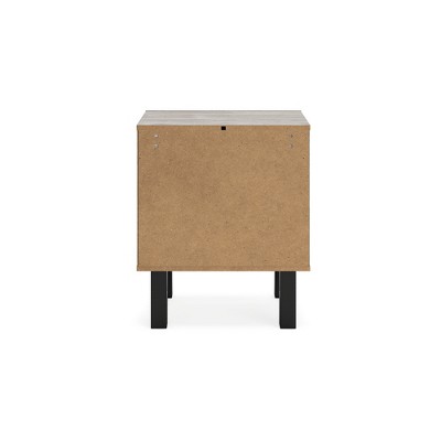 Contemporary Black and Gray 2-Drawer Nightstand with Matte Handles