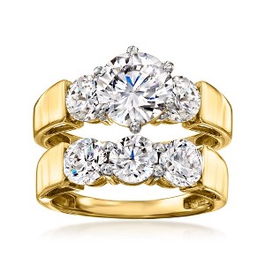 Ross-Simons 4.00 ct. t.w. CZ Jewelry Set: 2 Rings in 18kt Gold Over Sterling - 1 of 4