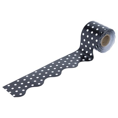 Carson Dellosa Education Black & White Dots Rolled Scalloped Border, 36 Feet (Pack of 6)