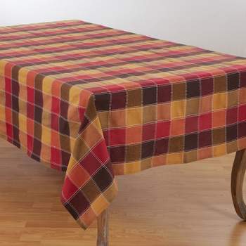 Saro Lifestyle Cotton And Poly Blend Stitched Plaid Tablecloth