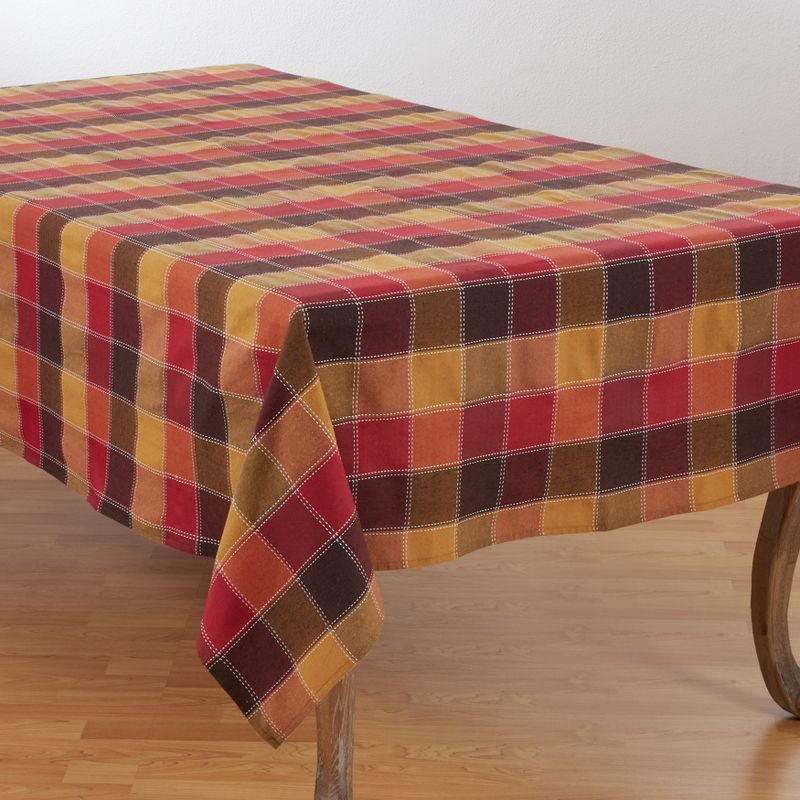 Saro Lifestyle Cotton And Poly Blend Stitched Plaid Tablecloth, 1 of 7