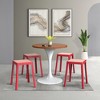 LeisureMod Tresse Stackable Dining Stool – Mid-Century Modern Square Backless Wicker-Top Seat Indoor Outdoor Use for Kitchen, Patio, Garden Set of 2 - 3 of 4