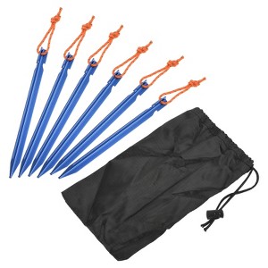Unique Bargains Tent Stakes Y-Beam with Reflective Pull Rope Kit Aluminum Camping Ground Pegs 1 Set - 1 of 4