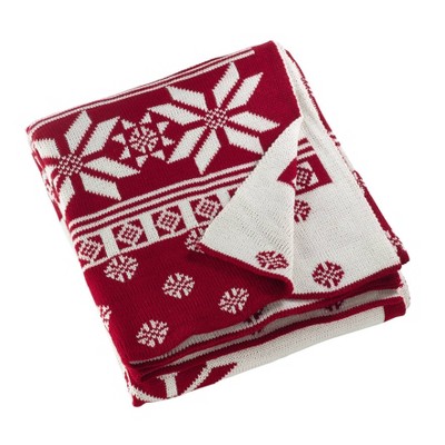 50"x60" Knitted Christmas Design Throw Red - Saro Lifestyle