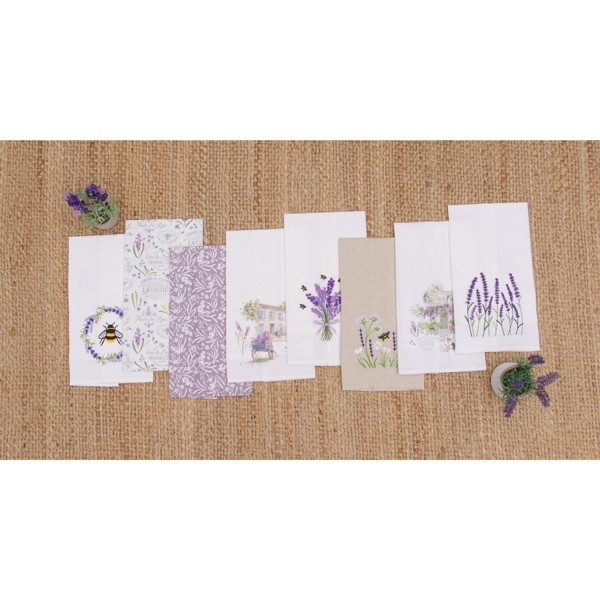 Set de 2 toallas de mano con estampado gráfico botánico de lavanda para cocina y baño 6