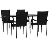 vidaXL Garden Dining Set Black PE rattan, powder-coated steel, glass - 63" table length Black 4 - 3 of 4