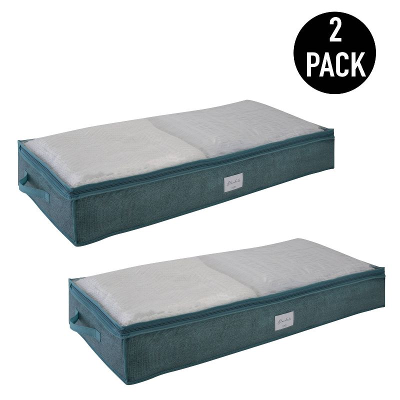 Simplify 40 x 18 x 6 2pk Under Bed Storage Bags Dusty Blue, 1 of 8