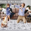 2 x 6 ft Polyester Initation  Blue Rectangular Hallway Bathroom Entryway Kitchen Office Foldable Flower Printed  Washable Area Rug - 4 of 4