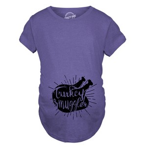Turkey Smuggler T shirt Funny Thanksgiving Maternity Shirt Pregnancy New Baby Tee - Crazy Dog Maternity T Shirt - 1 of 4