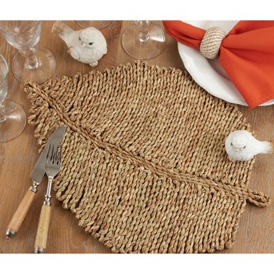 Natural Seagrass Leaf Shaped Placemats, Set of 4