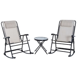 PAGED Outdoor Rocking Chair Set Foldable Beach Chairs with Steel Frame for Porch, Beach, Picnics, Balcony - 1 of 4