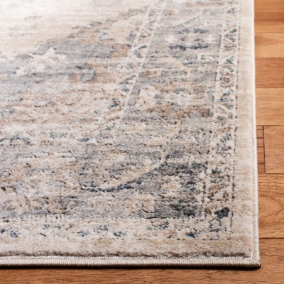 Gray and Beige Floral Synthetic 3' x 5' Area Rug