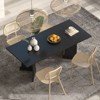 FUFU&GAGA 78.7''W Contemporary Black Dining Table,Minimalist Rectangular Kitchen Table, Large Prep Table with Geometric Legs for 6-8 People - 2 of 4