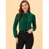 Allegra K Women's Office Solid Turn Down Collar Lace Trim Long Sleeve Button Down Shirt - 2 of 4