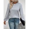 Women's Knit Sweater Faux Leatherllover Faux Leatherff Long Sleeve Crewneck Blouse Casual Fall Winter Tops,XL,Gray - 4 of 4