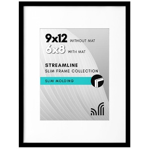Americanflat 9x12 Picture Frame in Black - Displays 6x8 With Mat and 9x12 Without Mat - Horizontal and Vertical Formats for Wall and Tabletop - 1 of 4