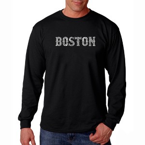 LA Pop Art Men's Word Art Long Sleeve T-shirt - BOSTON NEIGHBORHOODS - 1 of 4
