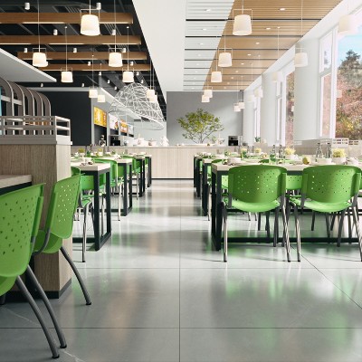 Green Plastic Stacking Reception Chair with Metal Frame