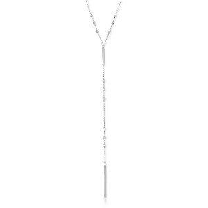 Bella Silver Sterling Silver Square Beads w/ Vertical Bars Lariat Necklace - Silver - 22+1 Inch - 1 of 2