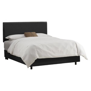 Full Arcadia Nailbutton Linen Upholstered Bed Linen Black - Skyline Furniture
