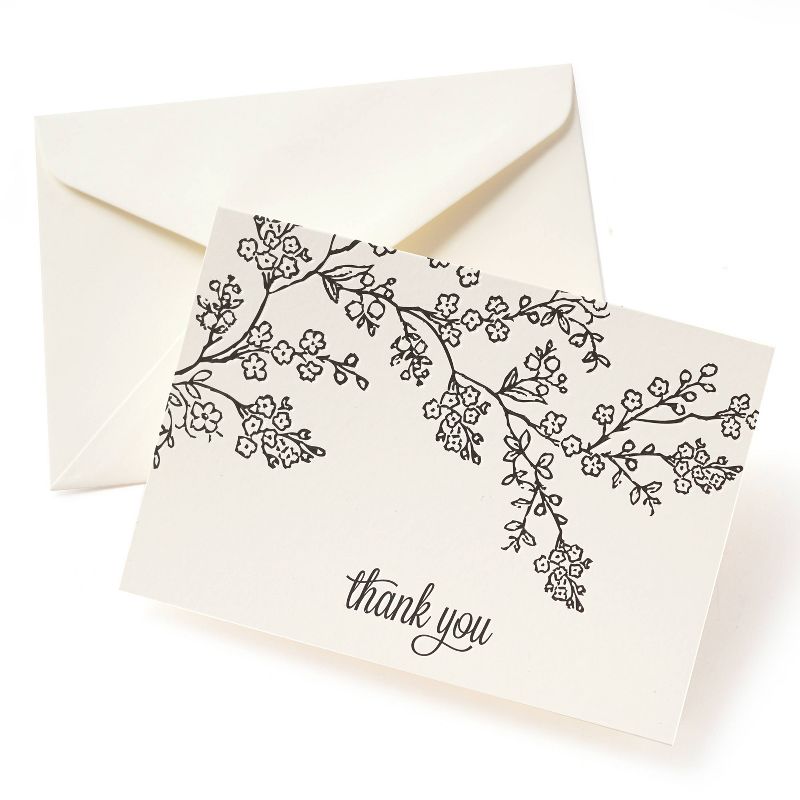 50ct Blank Thank You Cards Floral, 2 of 4