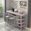 Hooseng 3-Piece Dining Room Table Set with 2 Upholstered Bar Stools, Modern Farmhouse Style Bar Table Set for 2 with Multiple Tier Storage Shelves - 3 of 4