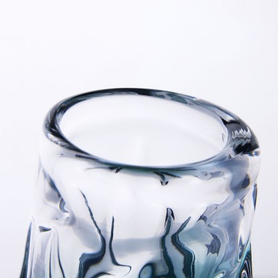 Hand Blown Forest Green Ombre Art Glass Vase 10" Tall