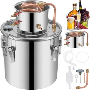 VEVOR Moonshine Still 9.6Gal 38L Stainless Steel Water Alcohol Distiller Copper Tube Home Brewing Kit Build-in Thermometer, Sliver - 1 of 4