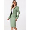 INSPIRE CHIC Women's Business Long Sleeve Notched Lapel Peplum Blazer Pencil Skirt Suit Set 2 Pcs - image 4 of 4