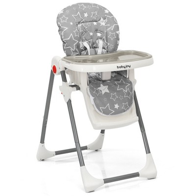 Babyjoy Folding Baby High Chair Dining Chair w/ 6-Level Height Adjustment Gray