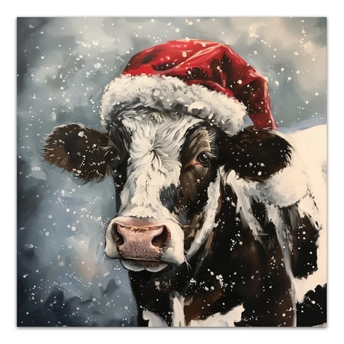 Creative Products Painty Christmas Cow 24 x 24 Canvas Wall Art - image 1 of 4