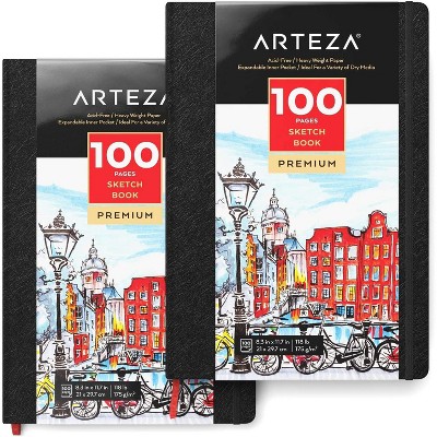 Arteza Sketchbook Pad, 8.3x11.7", 100 Pages of Drawing Paper - 2 Pack (ARTZ-8408)
