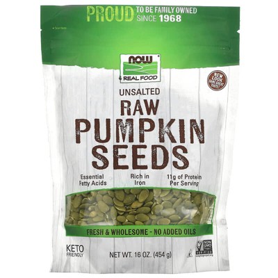 NOW Foods, Real Food, Raw Pumpkin Seeds, Unsalted, 16 oz